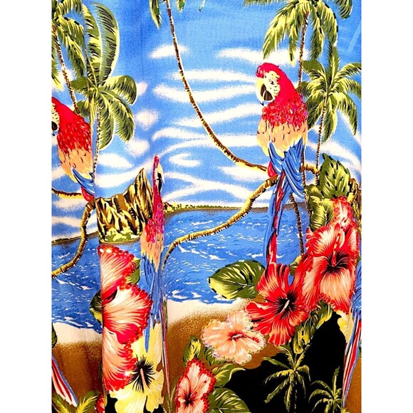 Tiki Palm -NEW - Size XL Sequin Beaded Wide Strap Hawaiian Print Dress - Picture 3 of 8